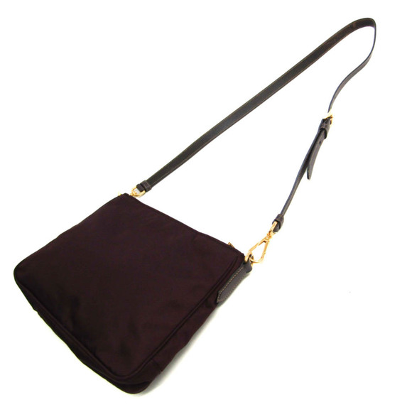 Prada Women's Leather,Nylon Shoulder Bag Bordeaux Brown - Picture 2 of 10